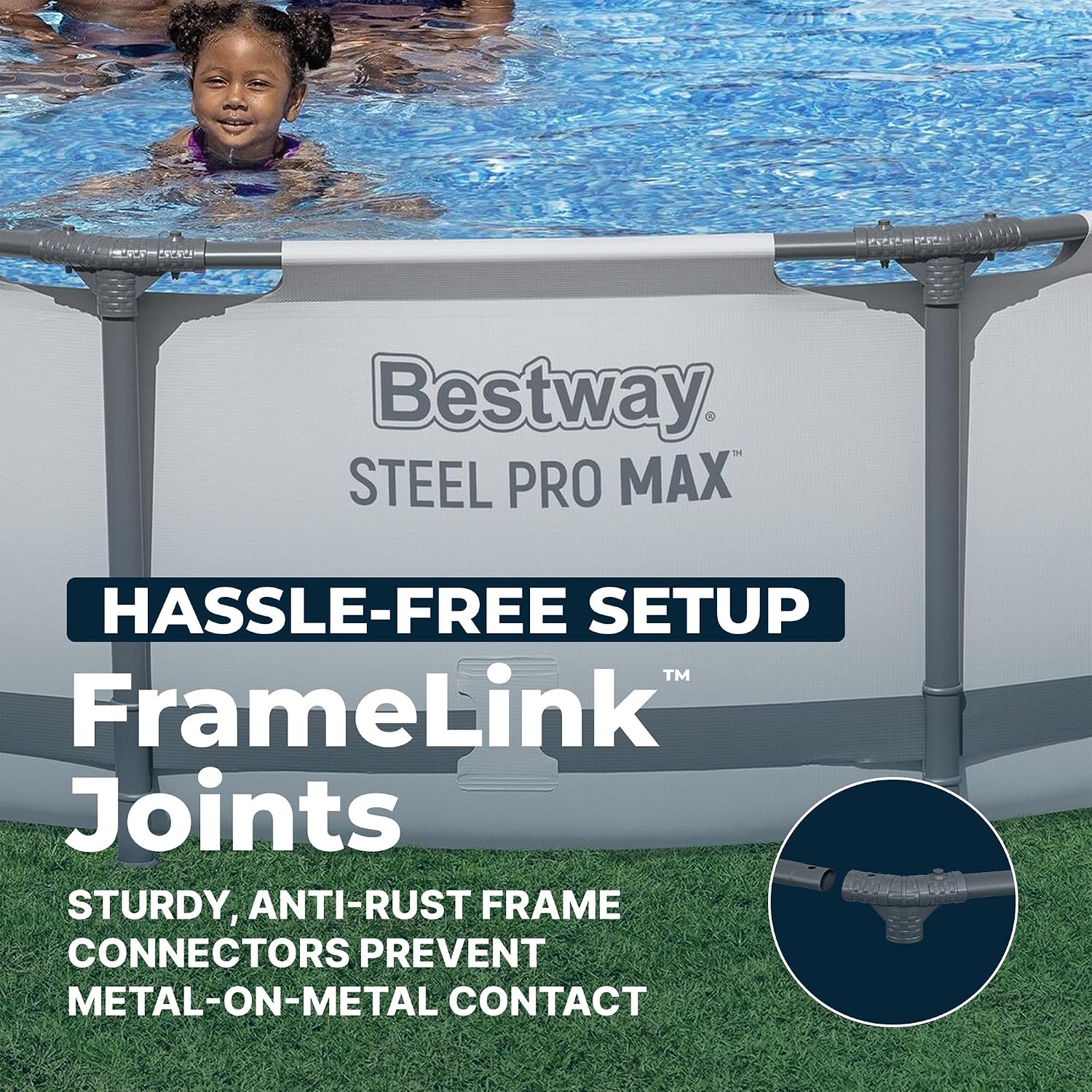 Bestway Steel Pro MAX 12' x 30' Above Ground Pool, Round Metal Frame Outdoor Swimming Pool Set with Filter Pump & Type III A/C Cartridge, Gray