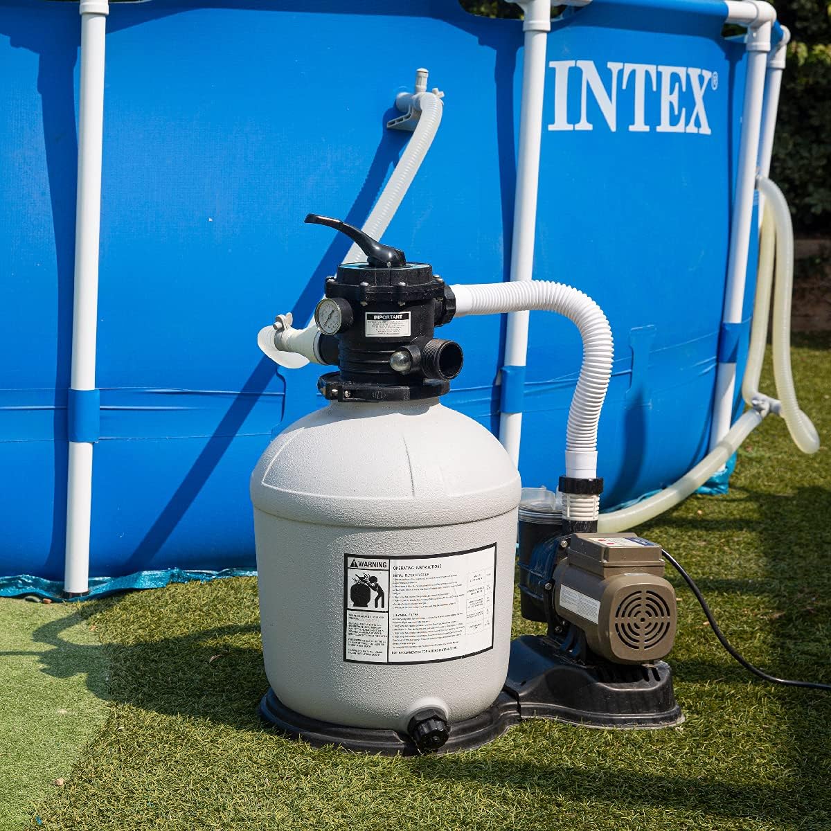 XtremepowerUS 16' Sand Filter Swimming Pool 3/4 HP Pool Pump Timer 15,000GAL Above Ground Pool Set