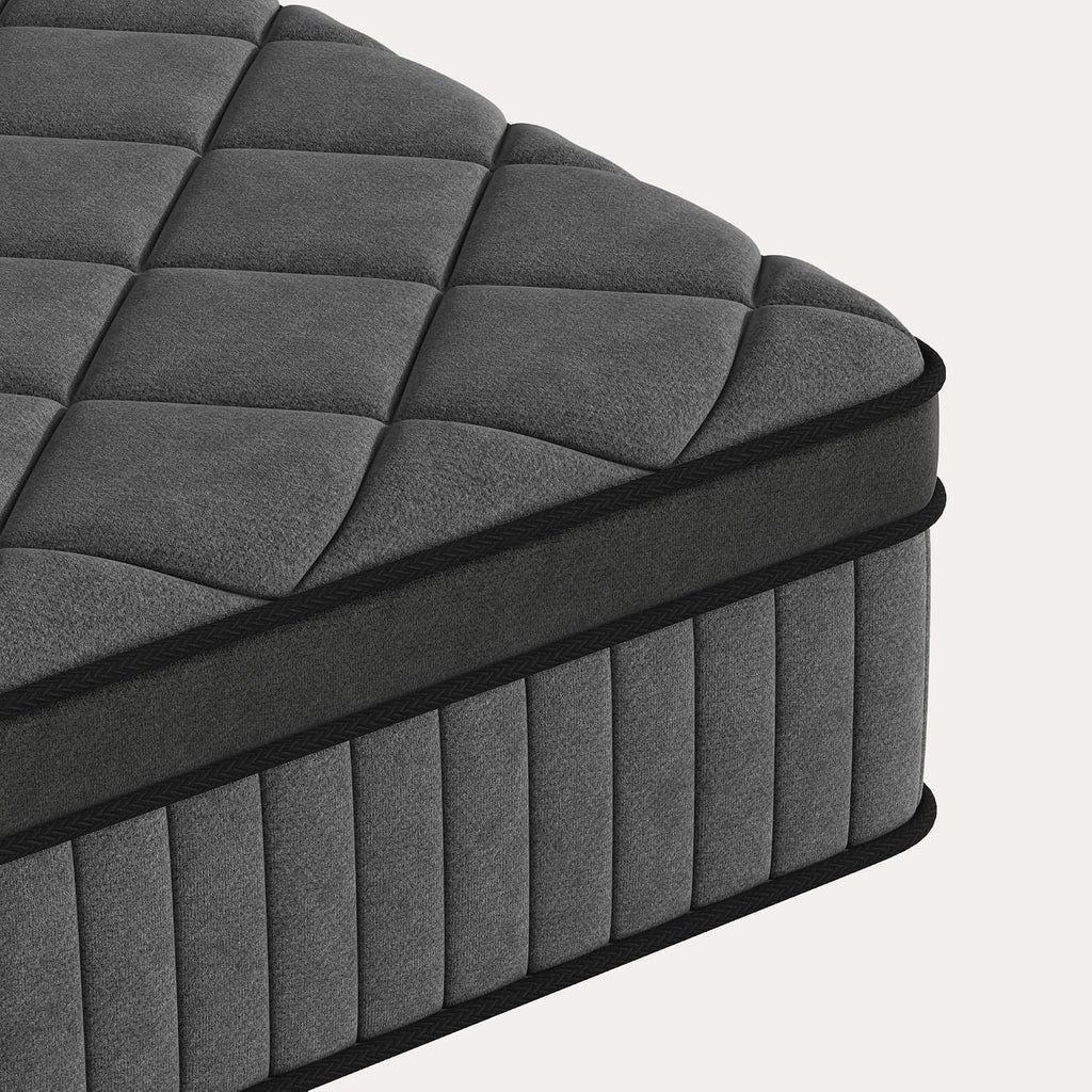 Mattress Twin Size 10 Inch, Mattress with Gel Memory Foam and Pocket Springs, Euro Top Medium Firm, Black