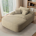 65'' Chaise Lounge Chair Indoor, Beige Plush Corduroy Cloud Couch, Fluffy Oversized Sofa Bed for Bedroom Living Room, Comfy Boneless Reading Longue Chair Sleeper Sofa No Assembly