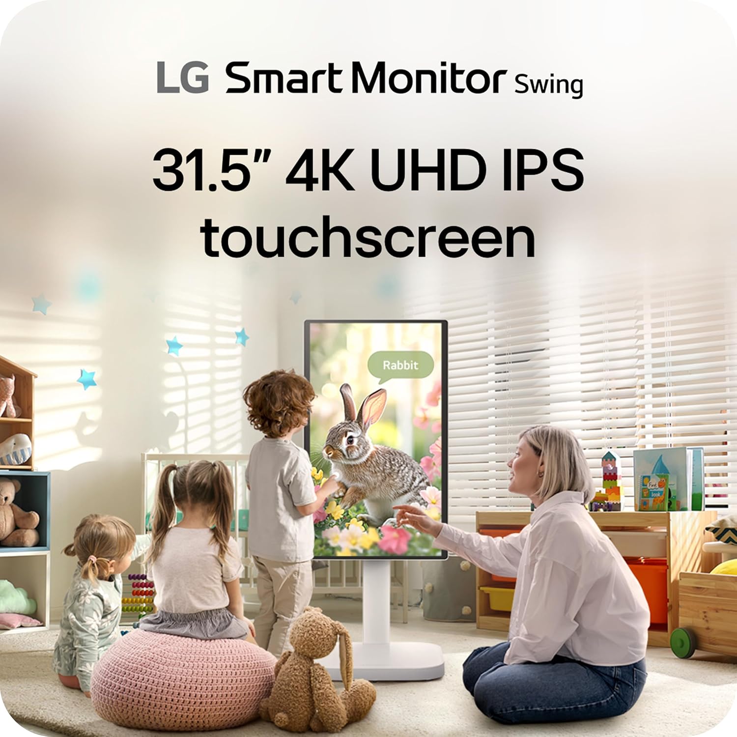 LG Smart Monitor Swing 32U889SA-W 32' 4K UHD 3840x2160 IPS Touchscreen on a Fully Adjustable Wheeled Base HDR10, webOS, Built-in Speaker, HDMI, USB Type-C, Tilt/Height/Swivel/Pivot Stand,White Renewed