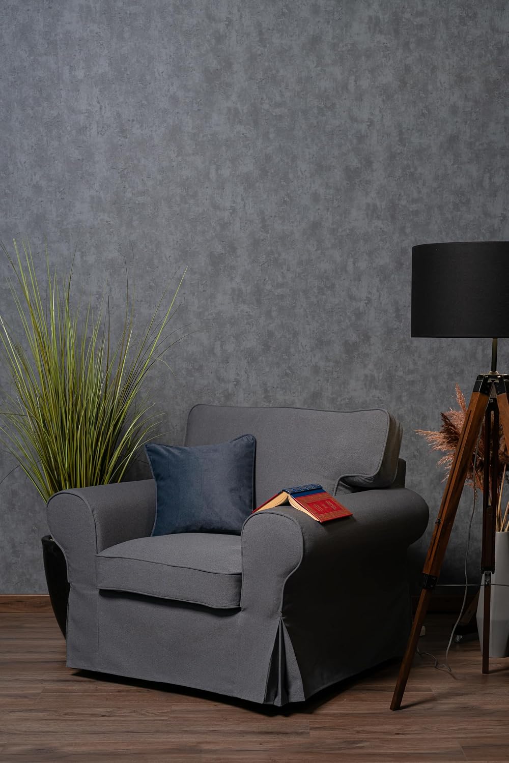 MASTERS OF COVERS Ektorp Armchair Cover for The IKEA Ektorp Chair Slipcover Replacement (Titanium Grey)-Not Fit for Uppland Series Sofa (Armchair Cover Only!)