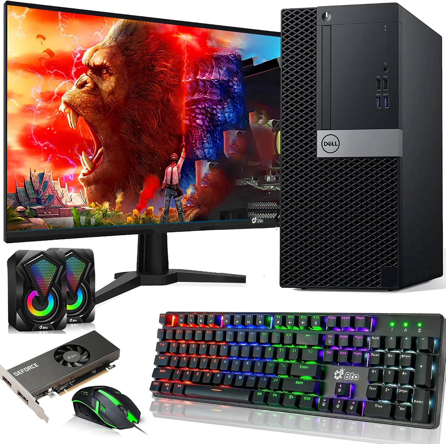 Dell Gaming Desktop Tower Computer PC – Intel Core i5-6500 – 32GB RAM – 1TB SSD – GeForce GTX 1050 Ti – New 24' Monitor – RGB Keyboard & Mouse – RGB Speakers – Wi-Fi – Windows 11 Pro (Renewed)