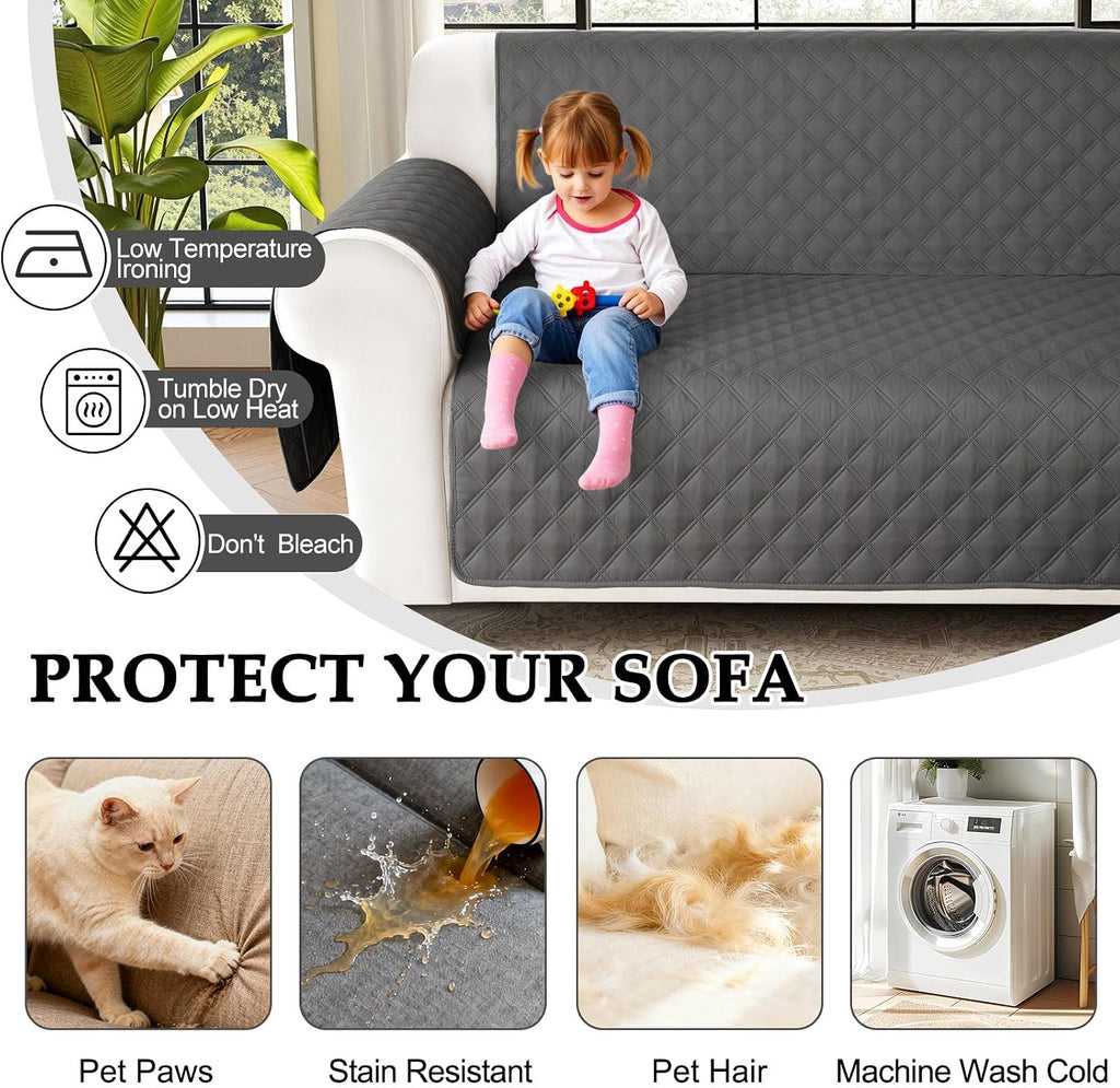 HDCAXKJ Waterproof Sectional Couch Cover L Shaped Sofa Covers Washable Corner Sectional Slipcovers Dog Pet Proof U Shape Furniture Protector with Upgraded Anti Slip Strips (XX-Large, Dark Grey)