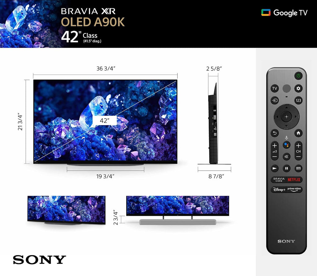 Sony XR42A90K 42 Inch 4K Bravia XR OLED High Definition Resolution Smart TV with 3 Year Amber Protection Plan (2022)