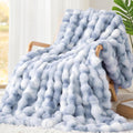 Touchat Luxury 1000GSM Rabbit Faux Fur Blanket, Super Heavy Warm Cozy Brown Blankets for Couch Bed Sofa, Ruched Plush Fuzzy Elegant Soft Reversible Mink Blanket Living Room Bedroom, 90' x 90'