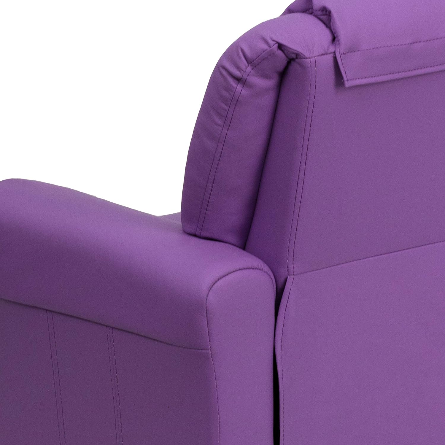 EMMA + OLIVER Lavender Vinyl Kids Recliner with Cup Holder and Headrest