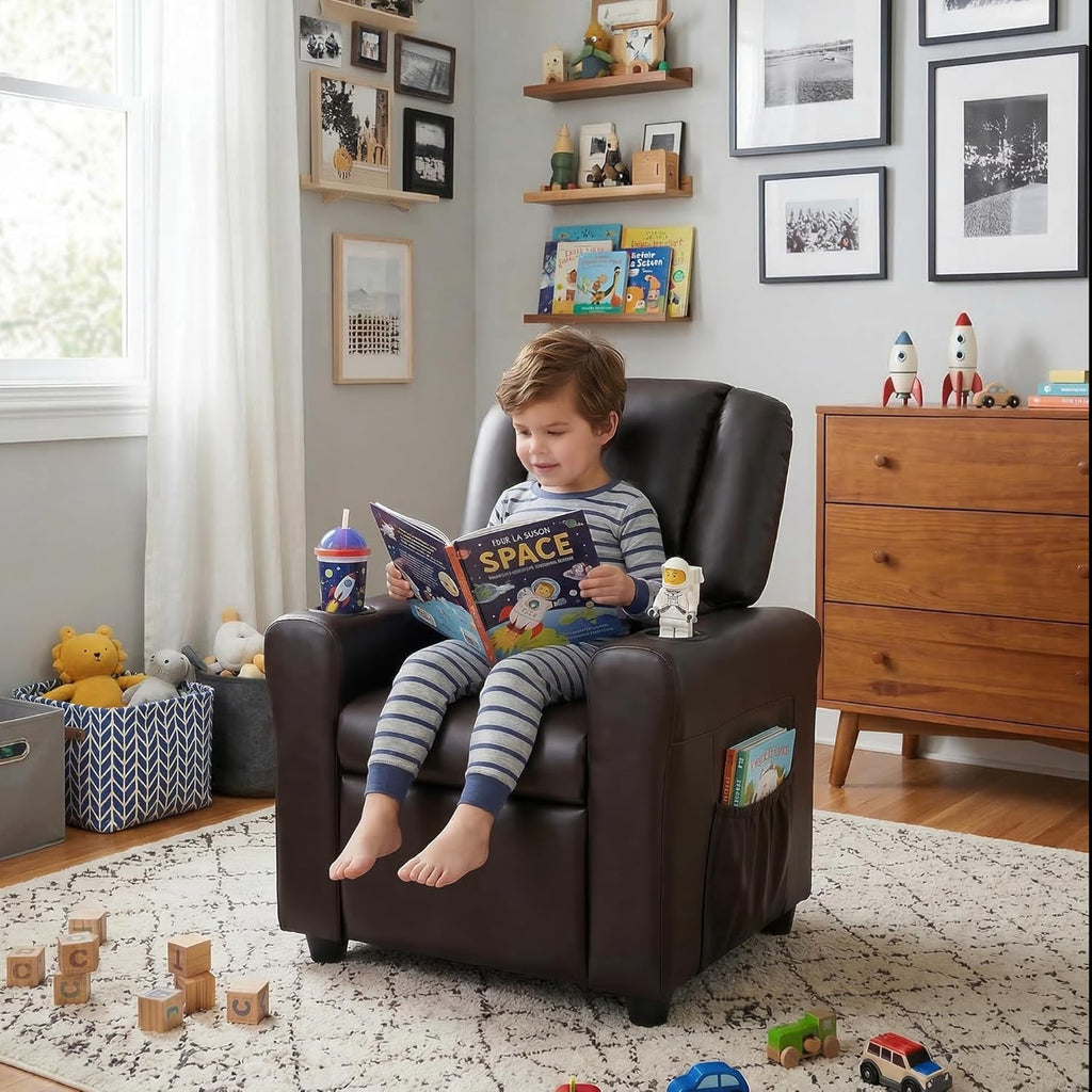 Candy Kids Reclining Chair Leather Recliner Sofa Push Back Toddler Youth Children Child Ages 1-6