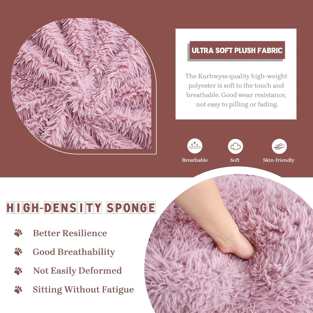Upholstered Human Dog Bed for Adult & Pets, Convertible Lazy Sofa Bed with 5 Adjustable Position, Comfy Tatami Bean Bag Lounge Chair with a Soft Pillow for Bedroom Living Room (Pink Fluffy)