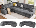 Jocisland 130' Sofa Bed, Sleeper Sofa, Pull Out Sleeper Couch with Storage, Convertible 6-Seater Sofa Bed for Living Room, Corduroy Grey