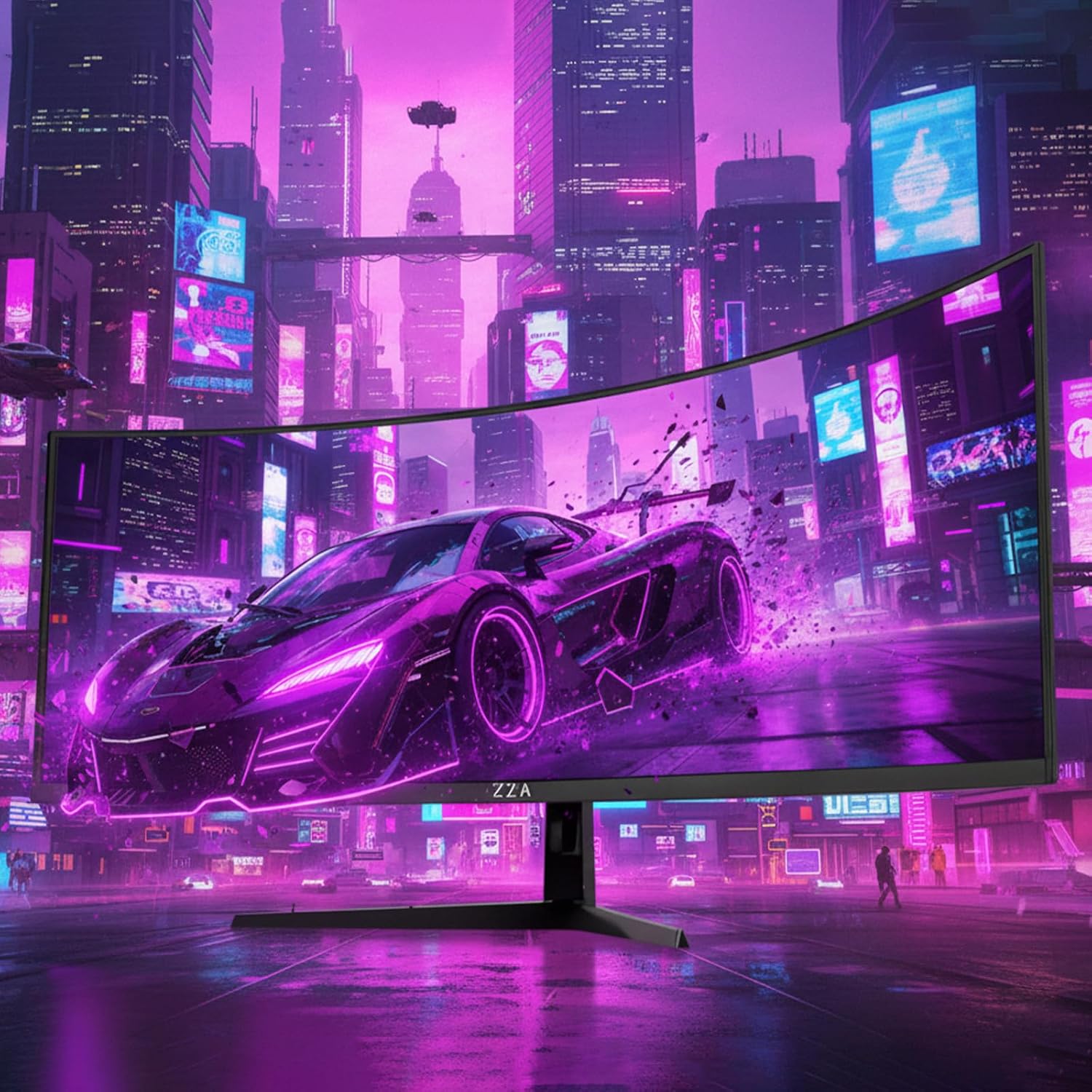 ZZA 49' Curved Gaming Monitor, 5K UHD (5120x 1440) VA Display, 1500R Immersion, 165Hz Refresh Rate, Advanced Computer Screen, Supports AMD FreeSync Premium, 120% sRGB Color Gamut,HDMI 2.0/DP1.4