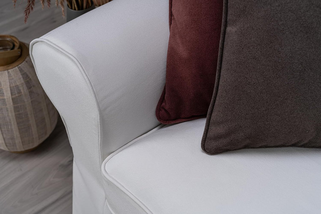 MASTERS OF COVERS Ektorp 3 Seat Sofa Cover Slipcover Replacement Made for The IKEA Ektorp 3 Seat Sofa Cover-(Cool White)-Does NOT fit Ektorp 3.5-seat Sofa NOT fit Uppland Series Sofa