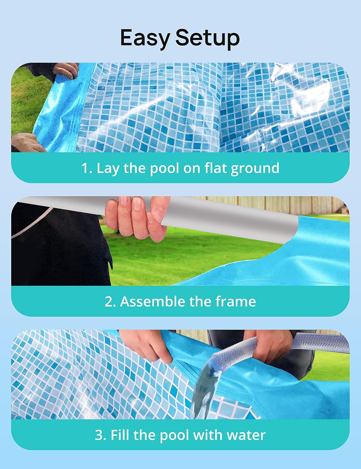 EVAJOY 12ft x 30in Metal Frame Swimming Pool, Outdoor Round Above Ground Pool with Steel Frame, Heavy-Duty PVC, Easy Assembly for Backyard, Garden, Lawn