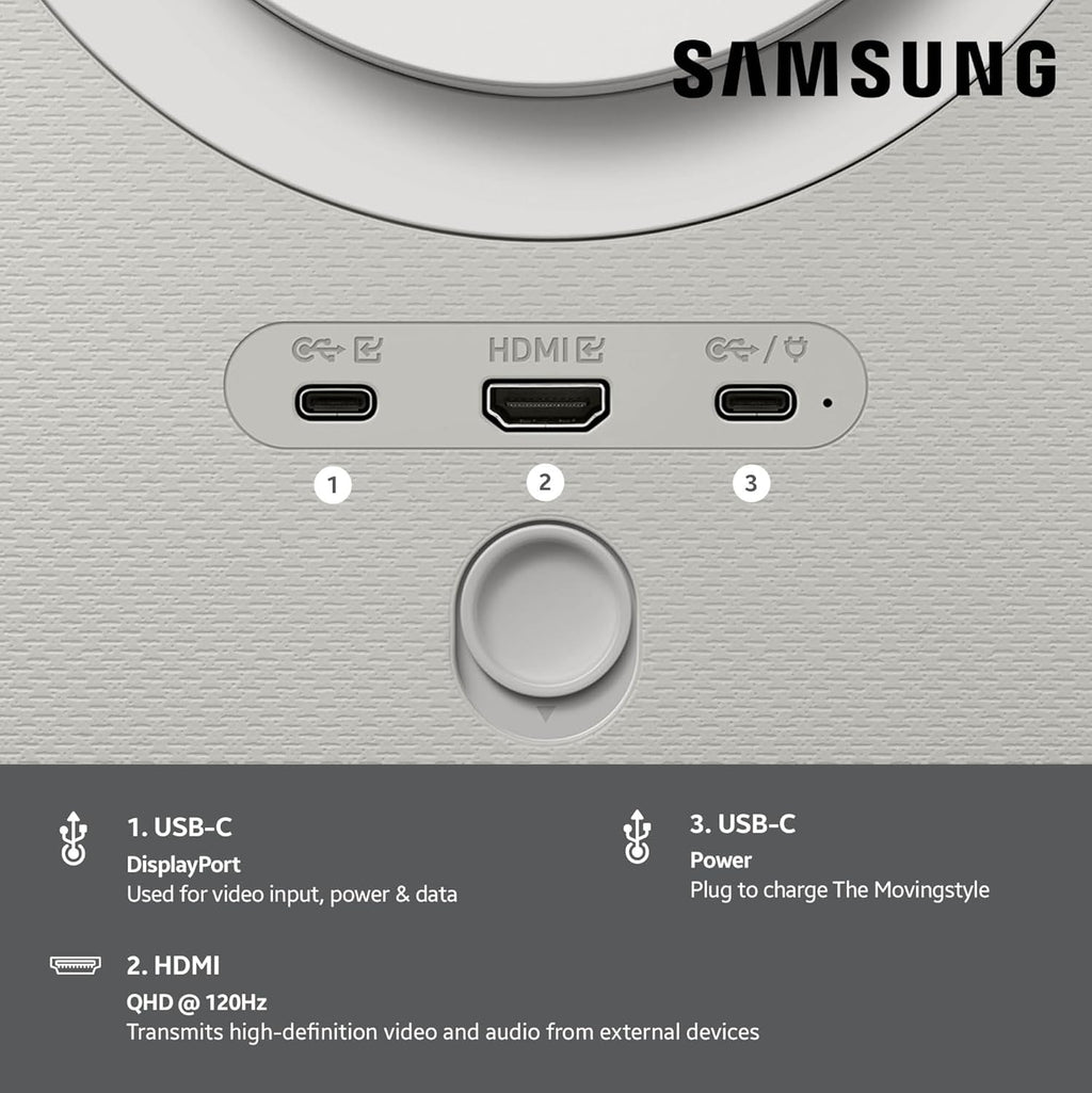 Samsung 27-inch Class QHD LSM7F The Movingstyle Portable Smart Touch Screen (2025 Model, UN27LSM7) Detachable and Rollable Style, Built-in Battery, NQ4 AI Gen2 Processor, Motion Xcelerator 120Hz