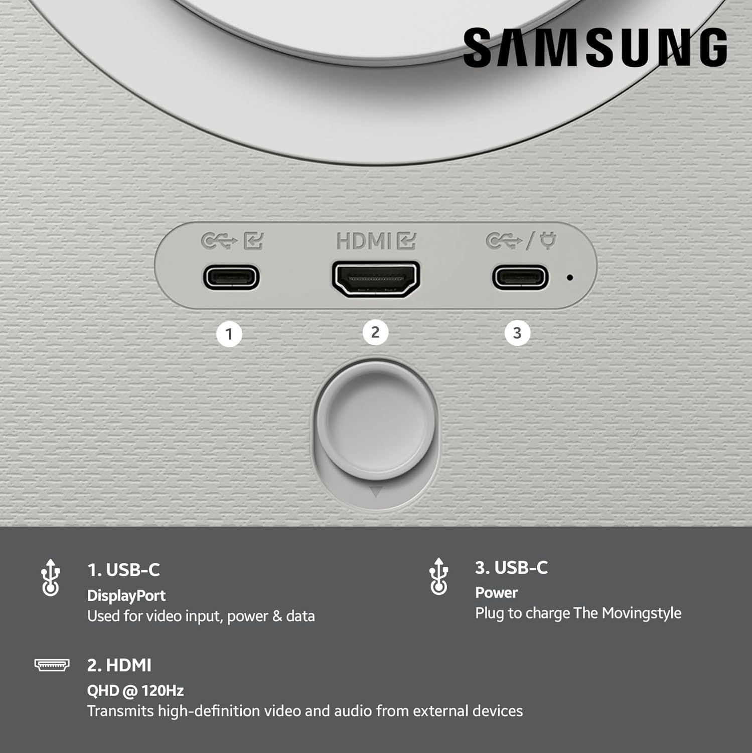 Samsung 27-inch Class QHD LSM7F The Movingstyle Portable Smart Touch Screen (2025 Model, UN27LSM7) Detachable and Rollable Style, Built-in Battery, NQ4 AI Gen2 Processor, Motion Xcelerator 120Hz