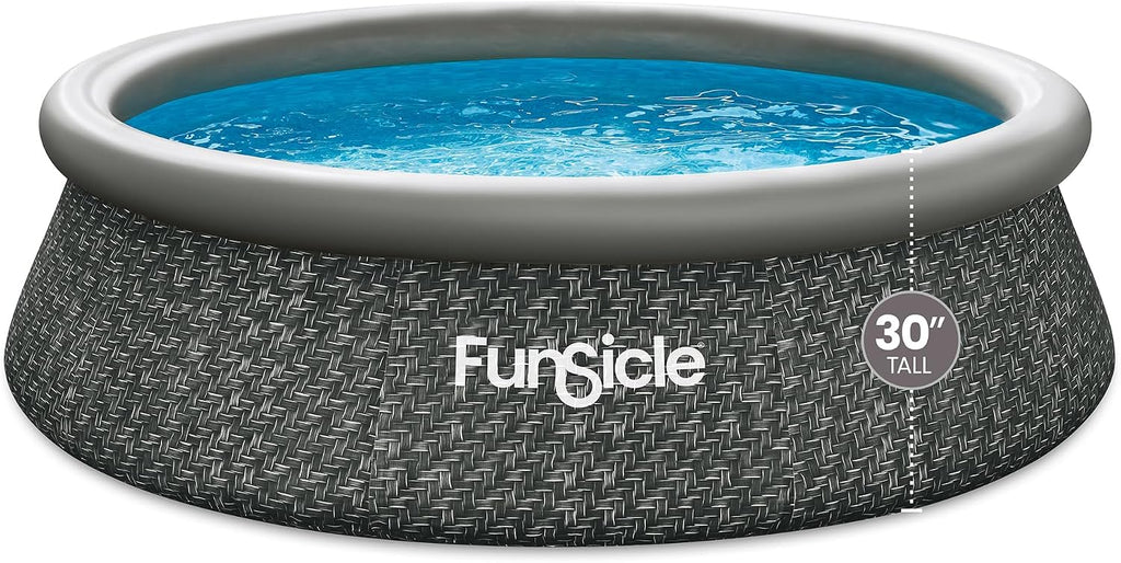 Funsicle Quickset Designer 10ft x 30in Round Inflatable Above Ground Swimming Pool with Filter Pump – Easy Setup with Top Ring Design