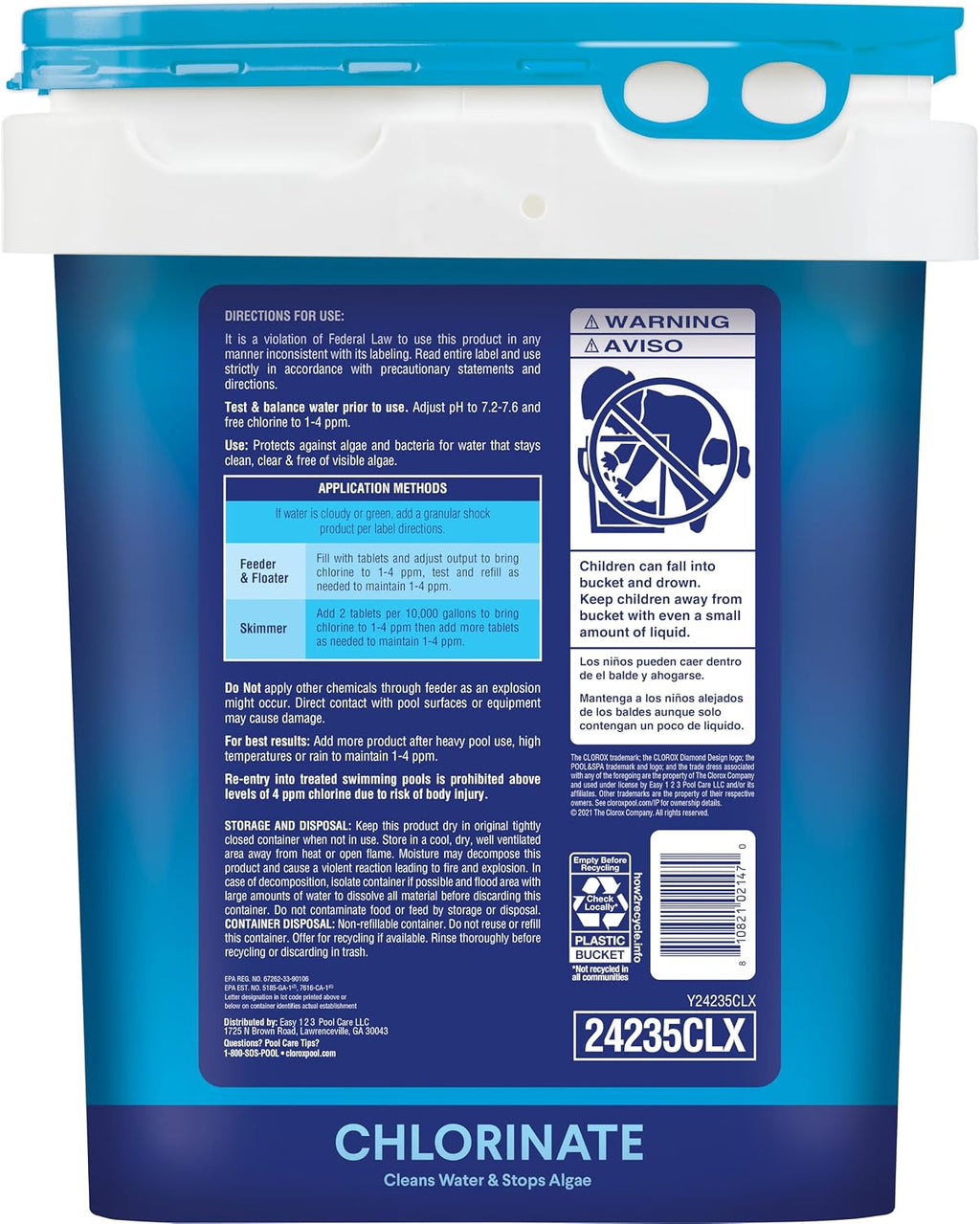 Clorox Pool&Spa XTRABLUE 3' Chlorinating Tablets, Individually Wrapped, Kills Bacteria & Stops Algae (35 LB)