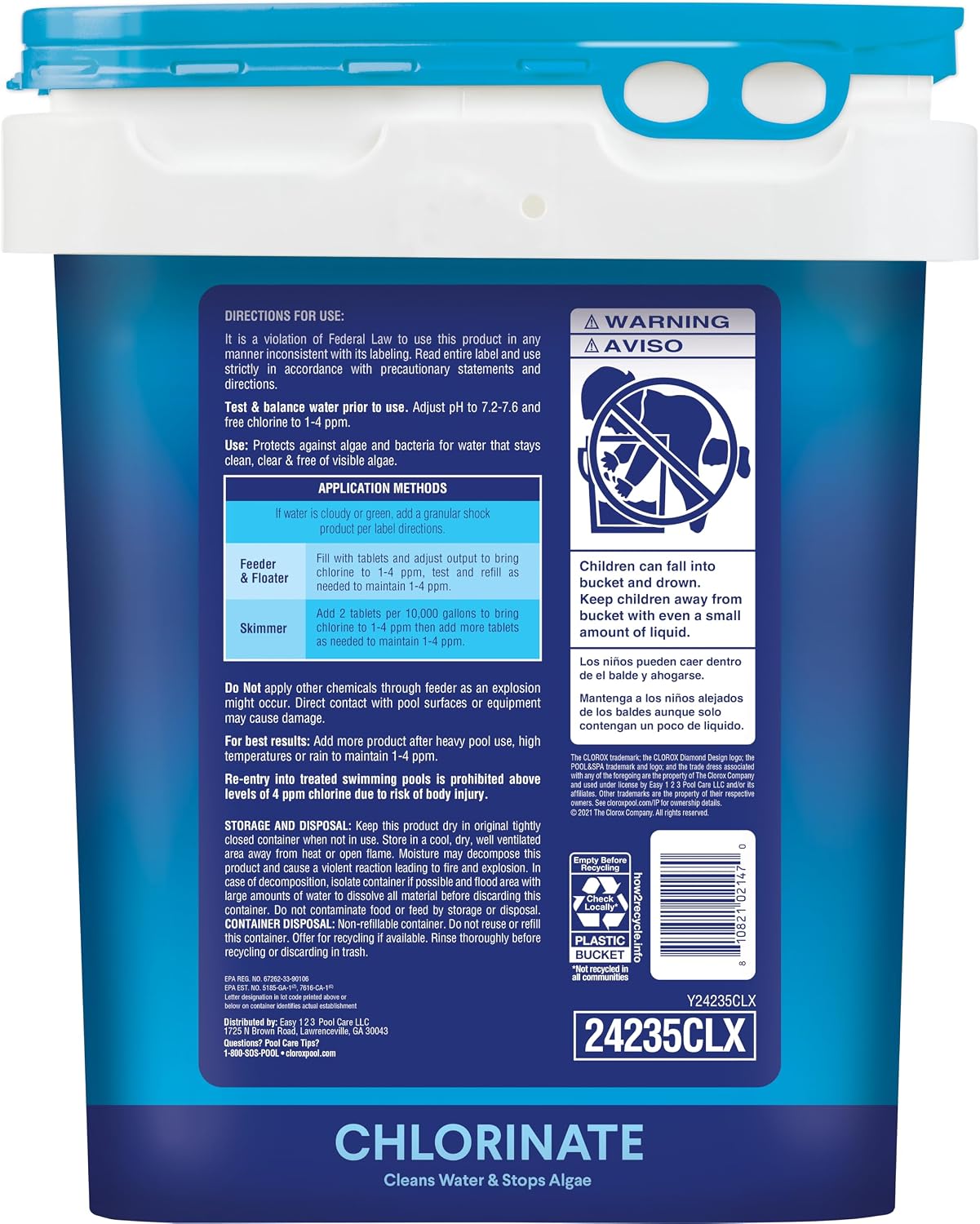 Clorox Pool&Spa XTRABLUE 3' Chlorinating Tablets, Individually Wrapped, Kills Bacteria & Stops Algae (35 LB)
