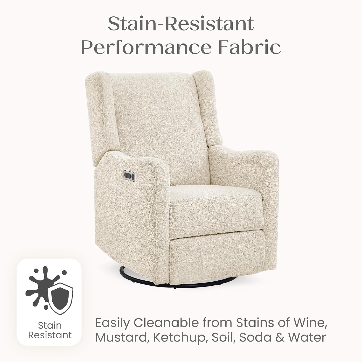 Delta Children Mercer Electronic Power Recliner and Swivel Glider with USB-A and Type-C Ports - Greenguard Gold Certified - Stain-Resistant Performance Fabric is Oeko-TEX Standard 100 Certified, Shell