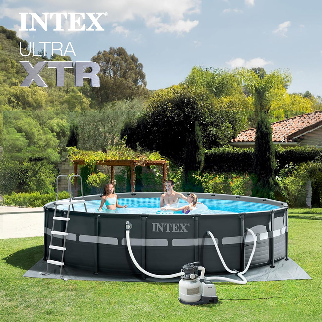 INTEX 26329EH Ultra XTR 18ft x 52in Above Ground Swimming Pool Set with Sand Filter Pump and Cleaning Maintenance Kit