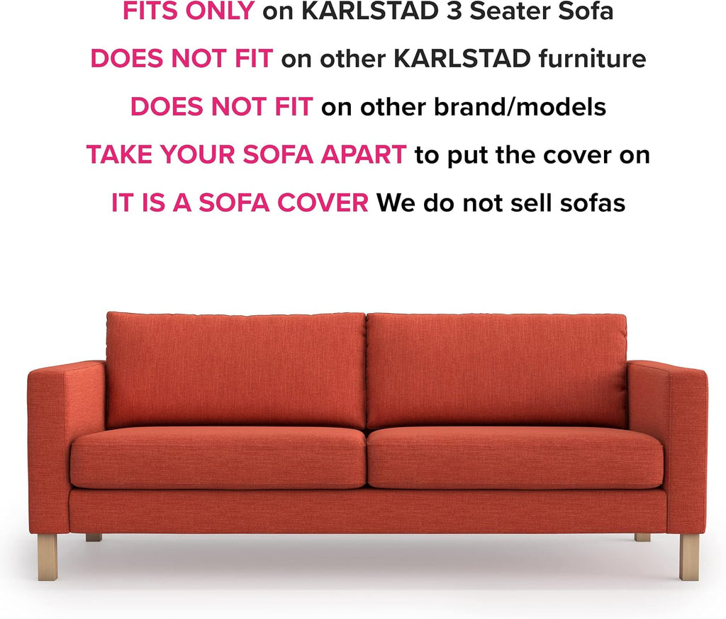 MASTERS OF COVERS SLIPCOVER ONLY! Karlstad Replacment Slipcover Snug Fit Karlstad 3 Seat (Not 2 Seat) Sofa Cover Slipcover for The IKEA Karlstad Three Seat -Orange