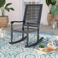 PHI VILLA Outdoor Rocking Chairs, Acacia Wood Rocker Chairs for Patio, Deck, Balcony, Porch or Indoor Use, 30° Safe Recline Support 350lbs - Black