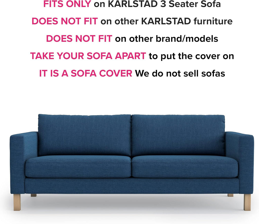 MASTERS OF COVERS SLIPCOVER ONLY! Karlstad Replacment Slipcover Snug Fit Karlstad 3 Seat (Not 2 Seat) Sofa Cover Slipcover for The IKEA Karlstad Three Seat -Navy Blue