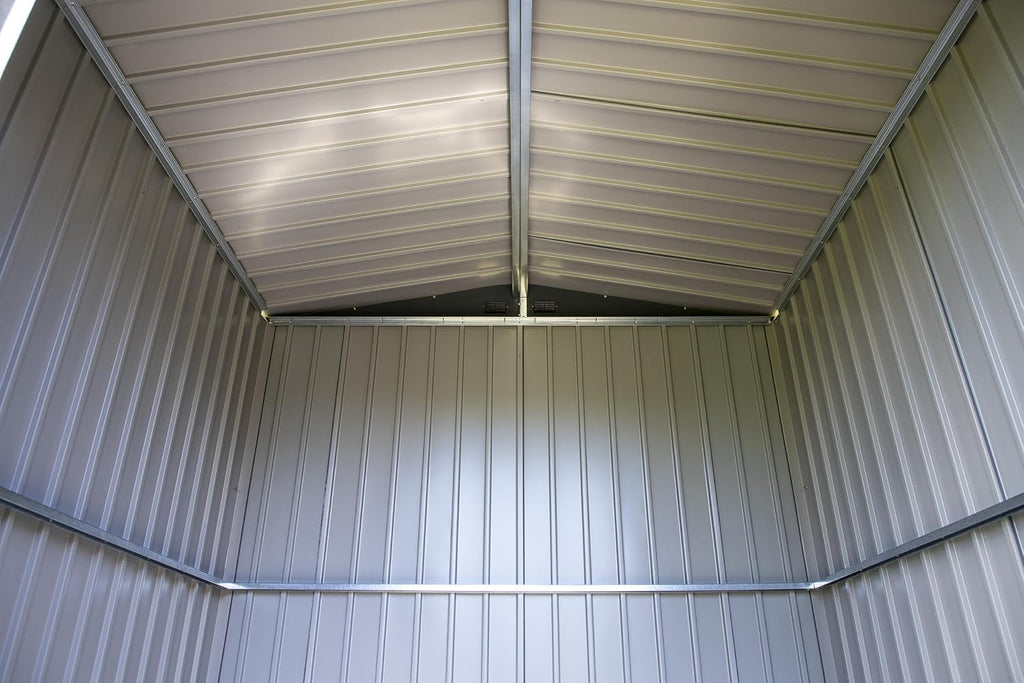 Arrow Shed Elite 12' x 12' Tall Outdoor Steel Storage Shed with High Gable and Lockable Doors Storage Building, Anthracite