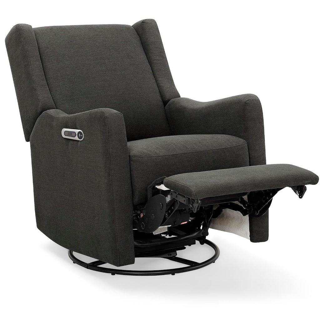 Delta Children Mercer Electronic Power Recliner and Swivel Glider with USB Port in LiveSmart Performance Fabric - Water Repellent & Stain Resistant, Dark Grey
