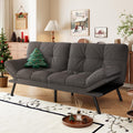 Convertible Futon Sofa Bed,71' Memory Foam Futon Couch,Detachable Cushion,Adjustable Backrest & Armrest,Linen Modern Loveseat Sleeper Recliner for Living Room,Office,Apartment,Classic Grey