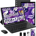 2026 Android 15 Tablet 10.1 Inch Tablets, 30GB RAM 128GB ROM 1TB Expand, 8000mAh Battery, BT5.0, 2.4/5G Wi-Fi 6, Metal Body with Keyboard & Mouse, Gemini AI, Widevine L1 HD IPS Display - Black