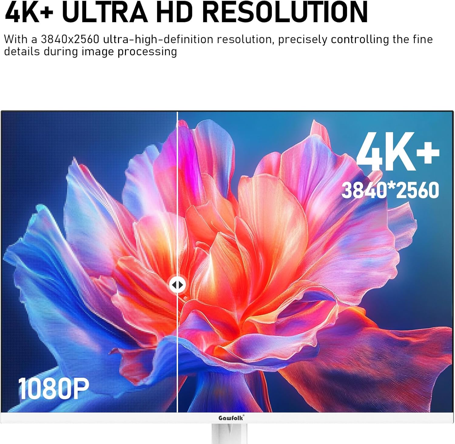 Gawfolk 28 inch UHD 4K Computer Monitor, IPS Ultra HD (3840×2560p) Screen, 3:2, 1.07 Billion Colours, 128% sRGB, Built-in Speakers, 178° Wide Viewing Angle DisplayPort 1.4 & HDMI 2.0, White