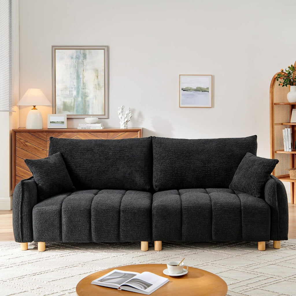 Mofolit Sleeper Sofa Bed Convertible Couch with Storage in Chenille Fabric Loveseat for Living Room Apartment and Small Spaces (Black)
