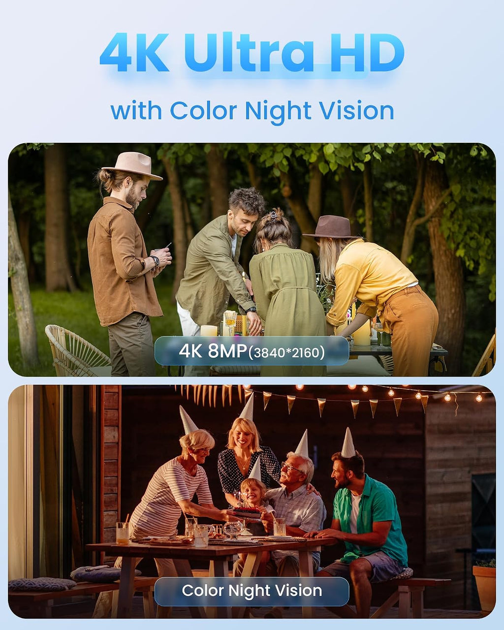 Loocam 4K Wireless Security Camera System Wi-Fi 6, Color Night Vision, 355° Pan 95° Tilt, Light & Siren Alarm, Human Vehicle Detection, Two-Way Audio Cameras for Home Security, 8CH NVR 1TB HDD