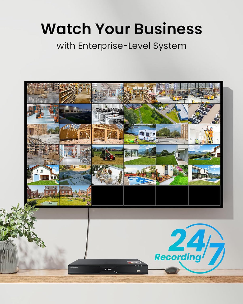 ZOSI 32 Channel Network Video Recorder for Security Camera System, 32CH Surveillance NVR Work with 4K/5MP/4MP/3MP HD ZOSI PoE/WiFi Cameras,2 HDD Bays, No HDD Included, No PoE Port