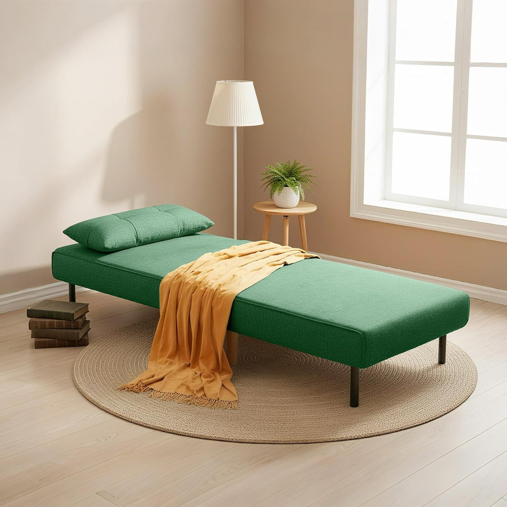 Ahomly 3 in 1 Convertible Sleeper Chair, Sofa Chair for Adults with 6 Angle Adjustable Backrest, Single Sleeper for Living Room/Apartment/Office, Green