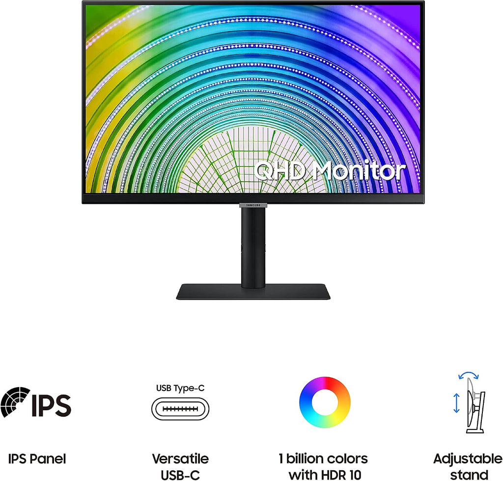 SAMSUNG 24 Inch QHD Computer Monitor, 75Hz, HDMI Monitor, Vertical, 1440p IPS Monitor, HDR10 (1 Billion Colors), TUV-Certified Intelligent Eye Care, S60A (LS24A600NWNXGO)