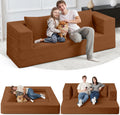 Folding Bean Bag Chair for Adults,3-in-1 Bean Bag Couch Faux Fur Floor Sofa Large Beanbag Convertible Bean Bag Sofa Bed with Pillow in Bedroom,Living Room,Apartment(Queen,Caramel)