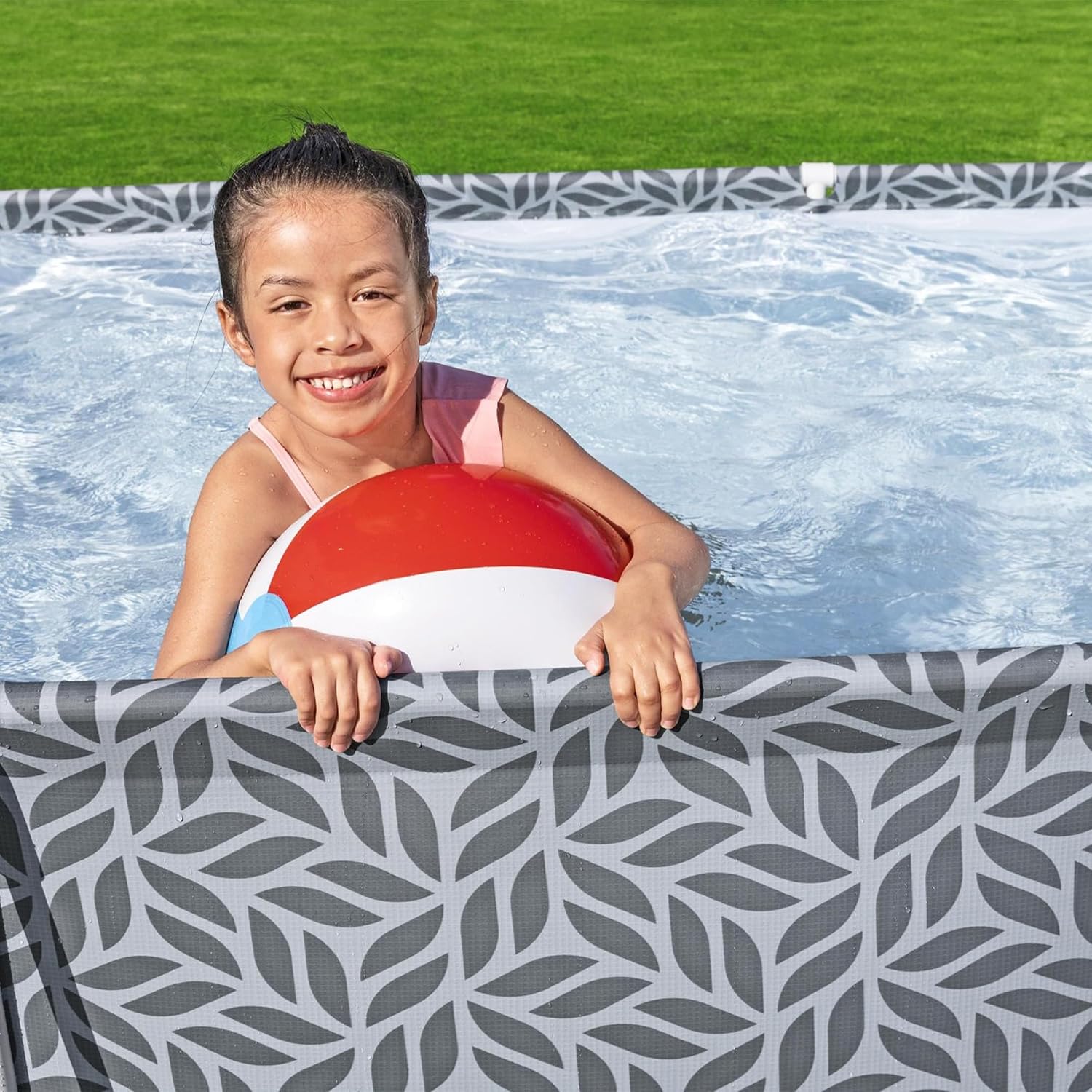 Bestway Steel Pro Rectangular Swimming Pool Above Ground Outdoor Backyard Framed Pool Set with 330 Gallon Filter Pump, 12' x 6' 7' x 26', Gray