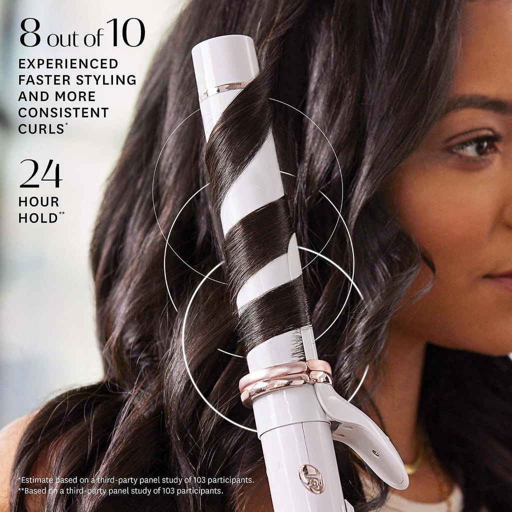 T3 CurlWrap Automatic Rotating Curling Iron with Longer Barrel, 2 Timer Settings, 9 Heat Settings, Auto-Rotating Ceramic Barrel and Ion Generator for Fast, Easy Curls and Waves on All Hair Types
