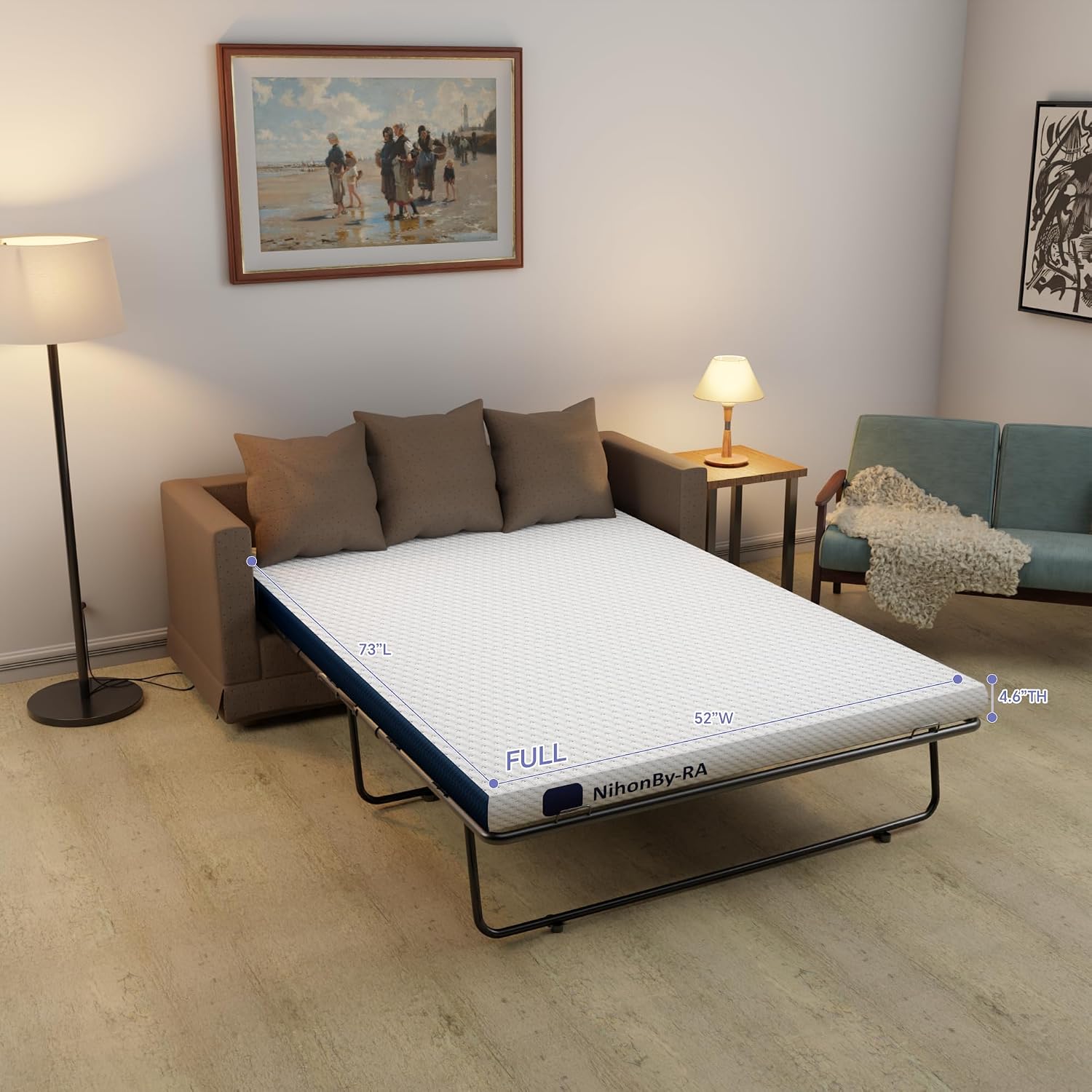 4.6 Inch Memory Mattress Replacement for Sleeper Sofa and Couch Beds | 4.6 in| CertiPUR-US Certified | Washable Material w(Sofa Not Included)(Full)