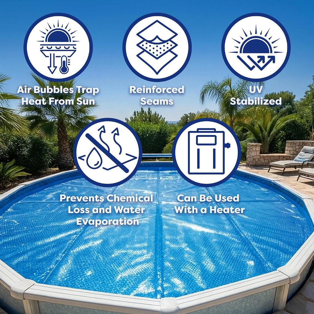 In The Swim 24' x 40' Premium Blue Rectangle Solar Pool Cover 12 Mil for Solar Heating Above Ground Pools and Inground Pools