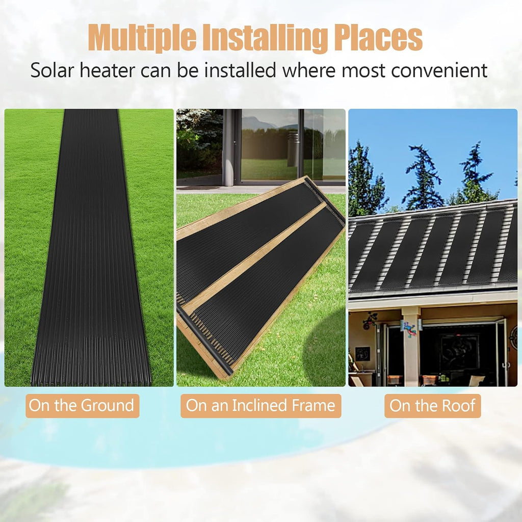 Goplus 2.5FT x 16.5FT Solar Pool Heater for Above Ground Pool Inground Pools, Swimming Pool Solar Panel Heating System, Weatherproof Pool Warmer (2.5FT x 16.5FT)