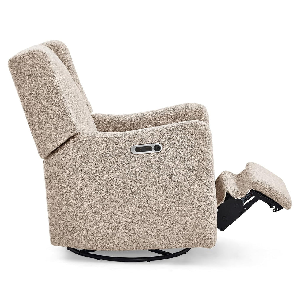 Delta Children Mercer Electronic Power Recliner and Swivel Glider with USB-A and Type-C Ports - Greenguard Gold Certified - Stain-Resistant Performance Fabric is Oeko-TEX Standard 100 Certified, Sand