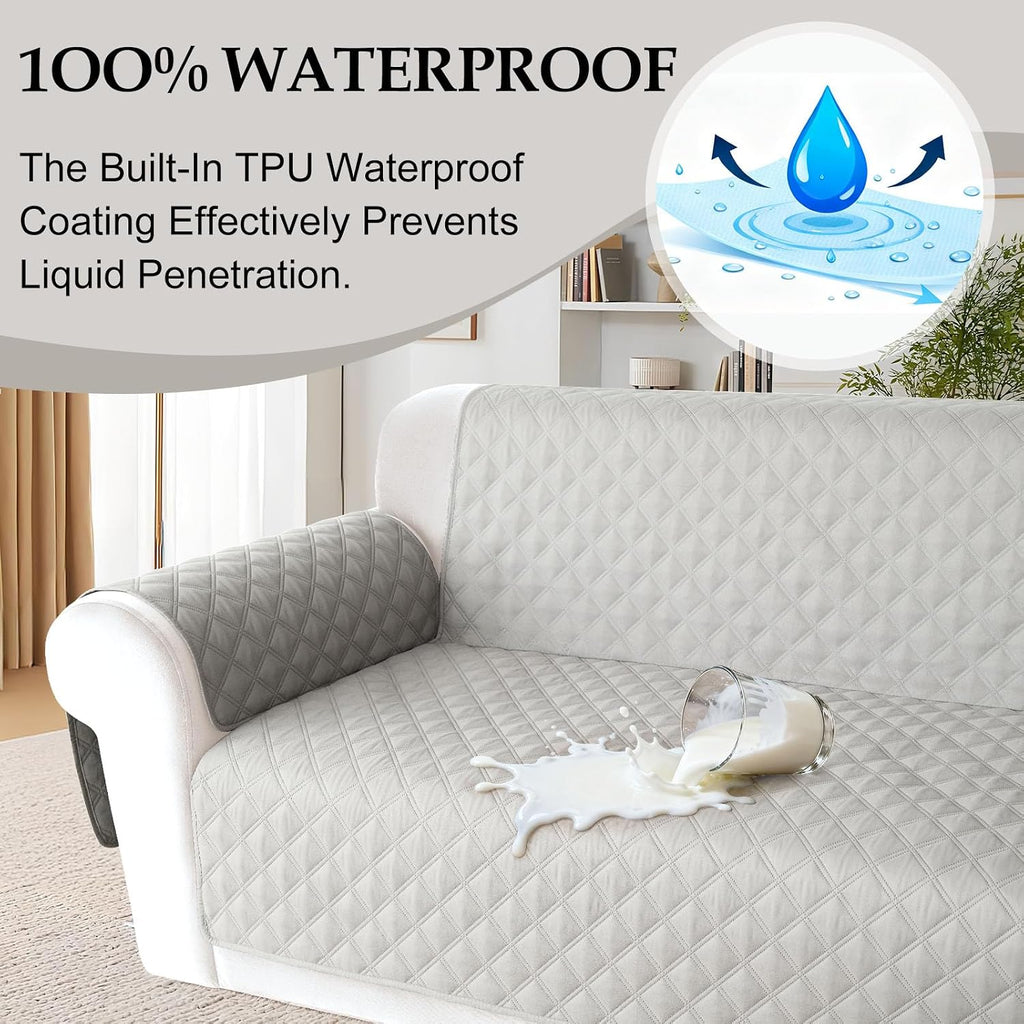 HDCAXKJ Waterproof Sectional Couch Cover L Shaped Sofa Covers Washable Corner Sectional Slipcovers Dog Pet Proof U Shape Furniture Protector with Upgraded Anti Slip Strips (X-Large, Light Grey)