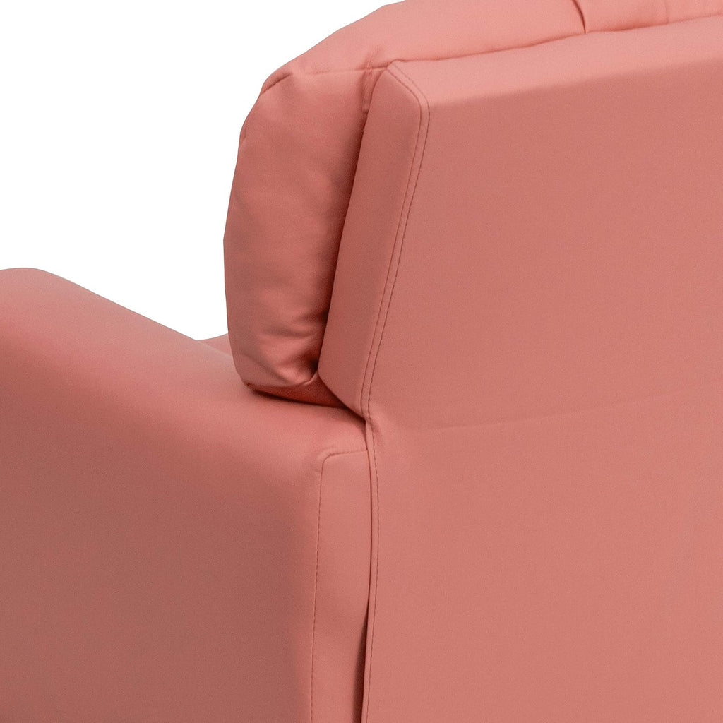 Flash Furniture Chandler Vinyl Kids Recliner with Cup Holder and Safety Recline, Contemporary Reclining Chair for Kids, Supports up to 90 lbs., Pink