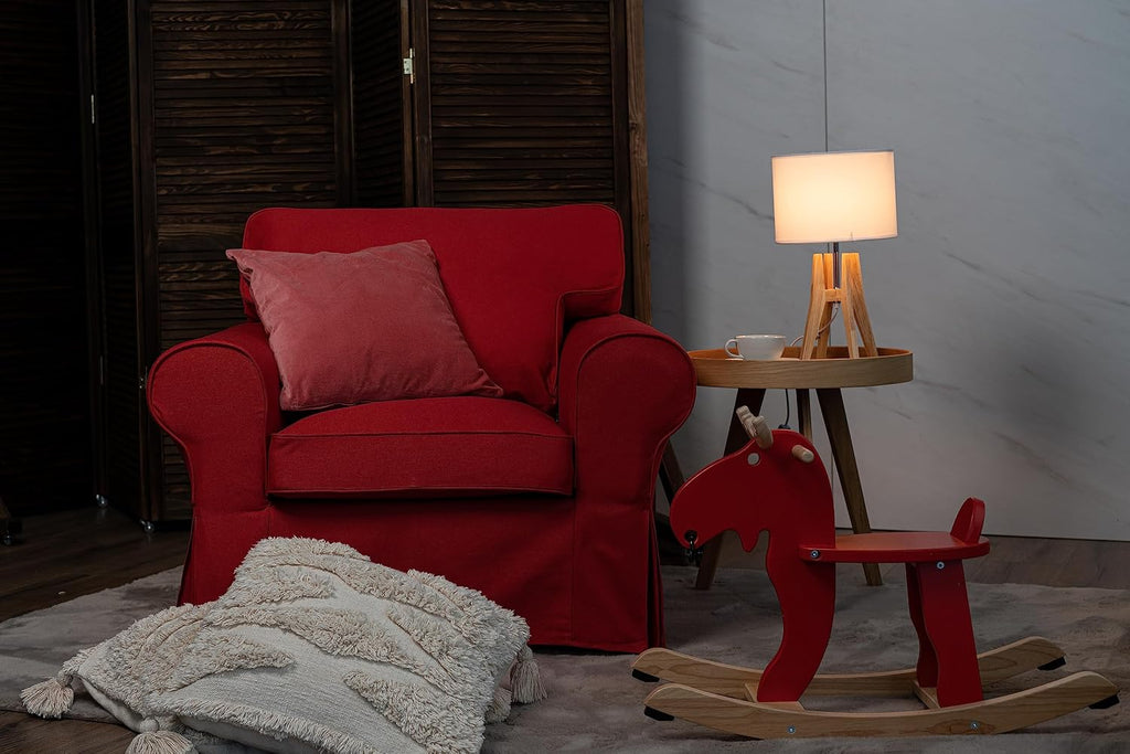 MASTERS OF COVERS Ektorp Armchair Cotton Cover for The IKEA Ektorp Chair Slipcover Replacement (Cotton-Red)(Armchair Cover Only!)