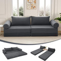 MeMoreCool Convertible Sofa Bed, Folding Floor Couch Bed Queen, Pull Out Sleeper Couch with Pillows, Fold Out Futon Sofa for Bedroom Living Room Small Space, Corduroy Grey