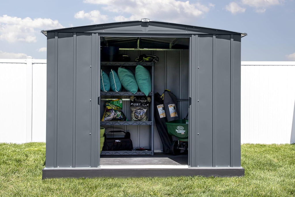 Arrow Classic Steel Storage Shed, 8x8, Charcoal