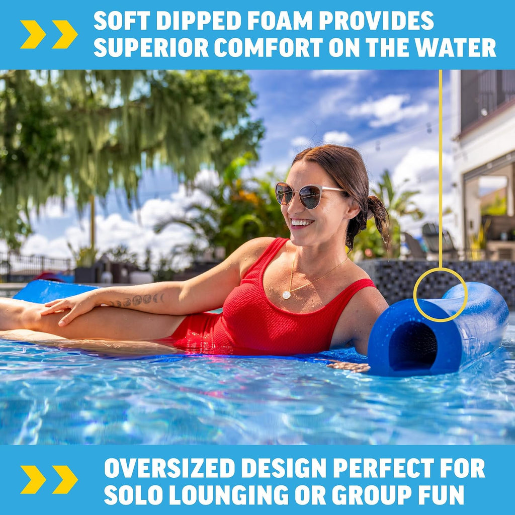Wow Sports Dipped Foam Floating Mat - Blue - 6 ft - for Lakes & Pools - Versatile Adult Pool Float & Camping Pad